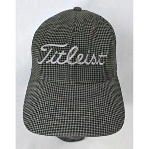Vintage Scotty Cameron Titleist Hat Cap Green Houndstooth Golf Leather Strapback